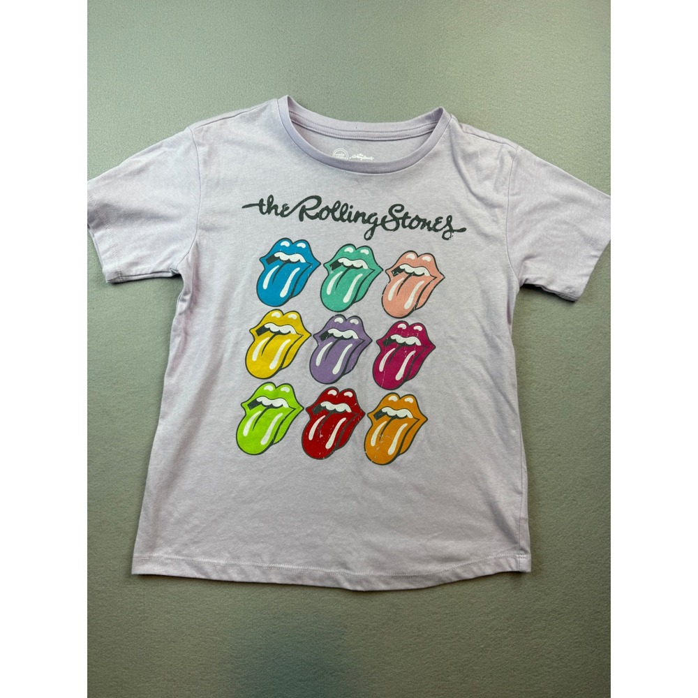 Wonder Nation Kids Rolling Stones Graphic T-Shirt Lavender Purple Size M 7-8